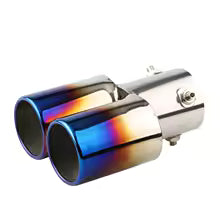 Tuyau d'Échappement Chrome Double Sortie – Acier Inoxydable 2.5", Courbé, Style Sport