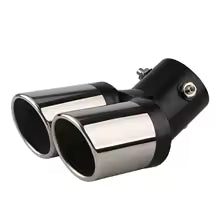 Tuyau d'Échappement Chrome Double Sortie – Acier Inoxydable 2.5", Courbé, Style Sport