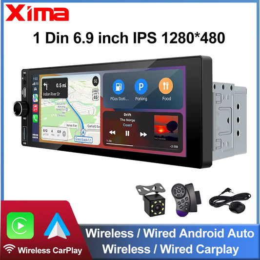 XIMA Autoradio 6.9" CarPlay Android Auto MP5 Bluetooth FM USB IPS 1Din