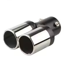 Tuyau d'Échappement Chrome Double Sortie – Acier Inoxydable 2.5", Courbé, Style Sport