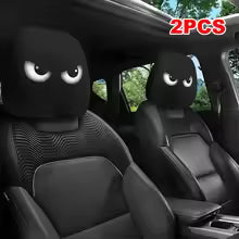 Housse pour Appui-tête de Voiture – Yeux Inclinés Amusants (Lot de 2)
