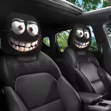 Housse pour Appui-tête de Voiture – Yeux Inclinés Amusants (Lot de 2)