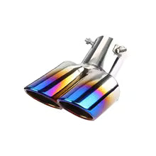Tuyau d'Échappement Chrome Double Sortie – Acier Inoxydable 2.5", Courbé, Style Sport