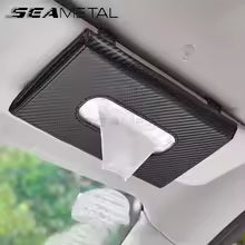 Boîte à Mouchoirs Pare-Soleil Fibre de Carbone — Organisateur Auto Universel