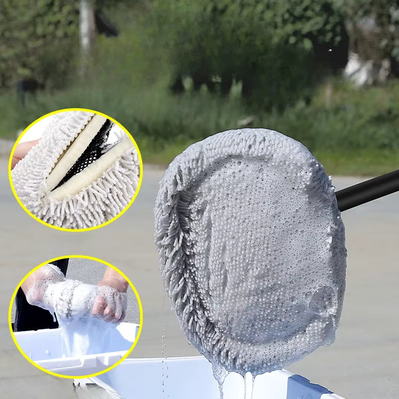 Brosse de Lavage Voiture Télescopique à Long Manche – Vadrouille Chenille Douce