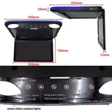 Moniteur monté sur le toit de la voiture — Écran large TV rabattable ultra-mince 12,1 pouces