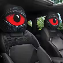 Housse pour Appui-tête de Voiture – Yeux Inclinés Amusants (Lot de 2)