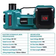 Cric hydraulique électrique YOFIDRA 5T 150 PSI avec gonfleur d'air